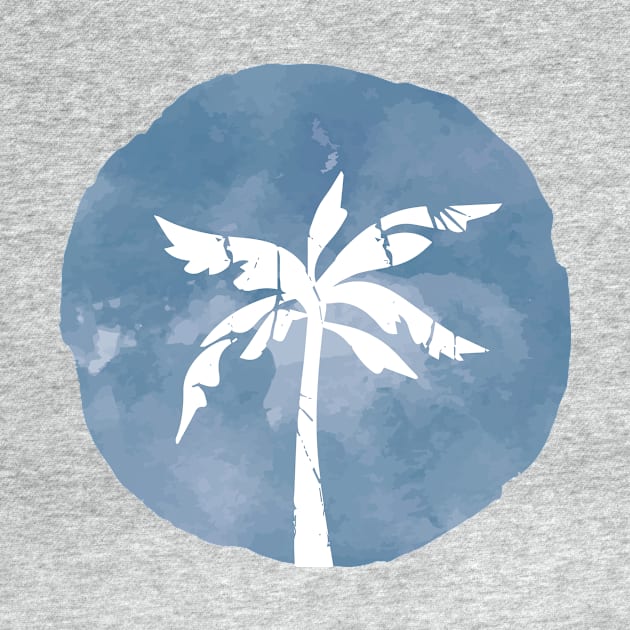 Watercolor Palm Tree Blue Cloud by oknoki